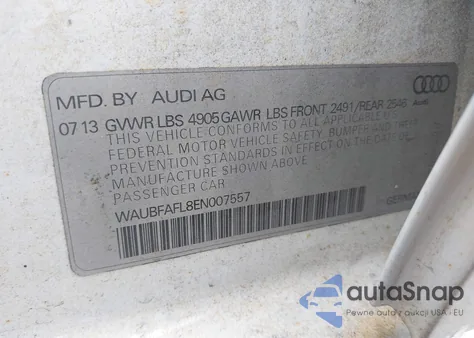 2014 Audi A4 2.0T Premium из США, поврежденный, VIN WAUBFAFL8EN007557